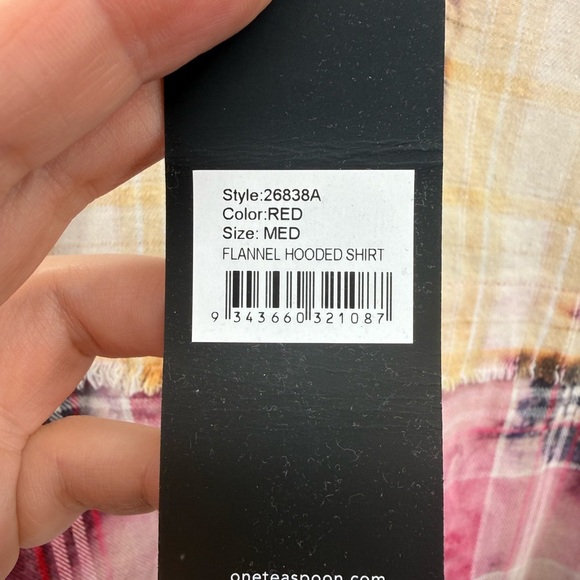 Free People X One teaspoon Split Flannel Hooded Top Size m Grunge Distress NWT - Picture 6 of 13